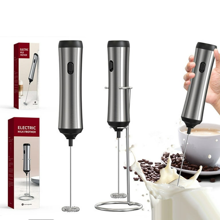 Electric Milk Frother Handheld Stainless Steel Frother Wand