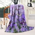 thumbnail image 2 of Purple Lavender Butterfly Scene Blanket,Comfortable Soft Flannel Throw Blanket,All Season,Warm Lightweight Blankets for Sofa Bed Couch Living Room Chair,40"x50", 2 of 4