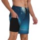 thumbnail image 2 of Fotbe Night Sky Moon Dolphin Traje de Baño para Hombre – Shorts de Natación de Secado Rápido con Forro y Bolsillos-Small, 2 of 6