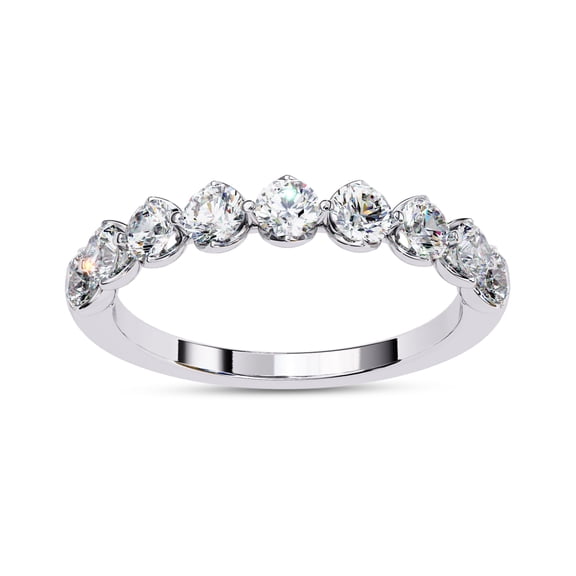 AFFY IGI Certified Lab Grown Diamond Half Eternity 9 Stone Wedding Band Rings for Women, 3mm Round Cut Diamond Anniversary Ring In 14K Solid White Gold F-G, VS-SI Quality (1.00 Cttw)Size-4