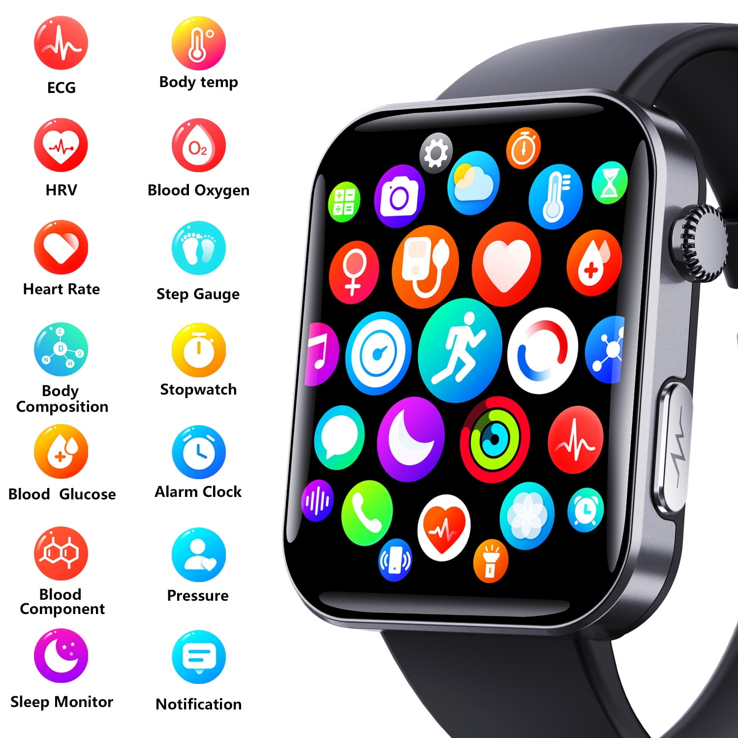 LAATIKUI F300 smart watch, Bluetooth GPS men and women sports outdoor waterproof mode, 2.1-inch fitness exercise tracker, call/smart reminder