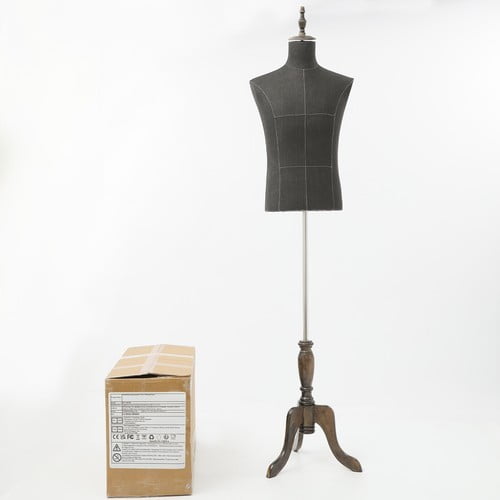 DUYIWAA Male Dress Form, 59.06-70.87" Adjustable Height Male Mannequin Males Mannequin Torso Body with Wooden Tripod Stand for Display and Sewing (Black, 59.05-70.86")
