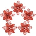 thumbnail image 6 of HUUXIW 10 Pieces Christmas Artificial Flowers Xmas Tree Hanging Fake Glitter Flowers Home Wedding Party DIY Ornament, Champagne, 6 of 12