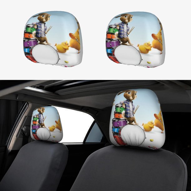 Hop Funda Protectora Universal para Reposacabezas de Coche, Funda Elástica para Reposacabezas de Asiento de Auto, Funda de Tela Antipolvo, Accesorios de Interior 2 Piezas