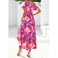 thumbnail image 3 of PRETTYGARDEN Women Floral Boho Maxi Dresses Summer Short Sleeve V Neck Smocked A Line Long Flowy Beach, 3 of 10