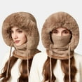 thumbnail image 1 of 3 In 1 Knitting Hat With Scarf And Mask Upgraded 3-in-1 Fleece Lined Winter Knitwindproof Warmth Balaclava For Women, 1 of 6