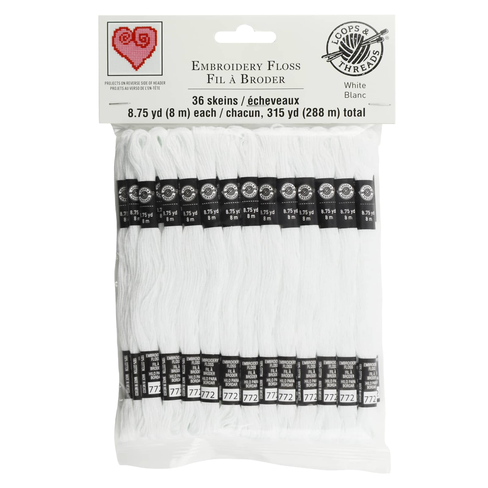 Loops & Threads White Embroidery Floss Pack, 12 Packs: 36 ct. (432 total)