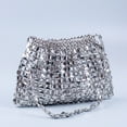 thumbnail image 2 of Zhuge Bolso de hombro tejido para mujer, bolso de mano tejido, bolso de mano tejido elegante para playa de verano, bolsos de hombro de 9,8 x 0,7 x 6,5 pulgadas (plateado), 2 of 4