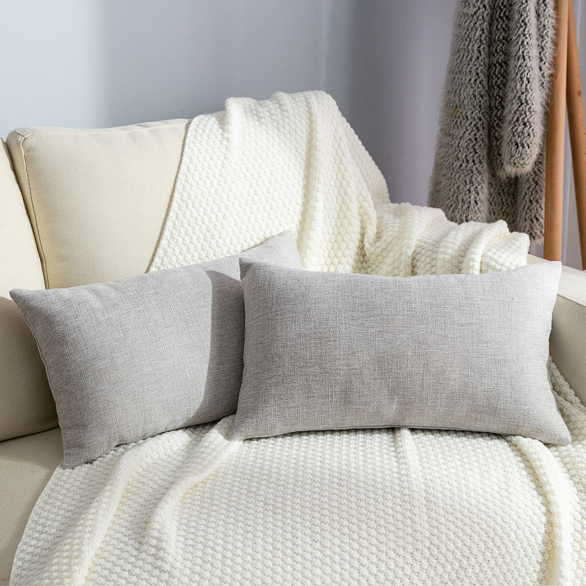 CLEARANCE! Decorative Throw Pillows Covers Set of 2, Linen Throw Pillow