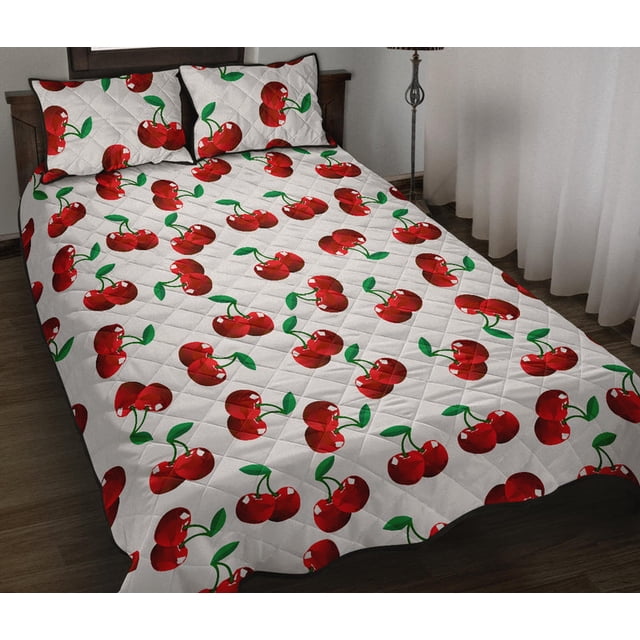 Juego de Cama Colcha Patrón Cerezo