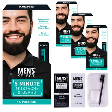 4 Packs Men's Mustache Beard Black Hair Dye Brush In Color 5 Minutes Permanent