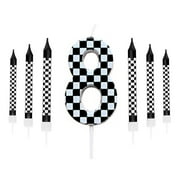 wuyuhangppo 7Pcs Birthday Candles Set,Cake Numeral Candles,Racing Cars Themed Birthday Candles for Cake Candle Checkered Decoration