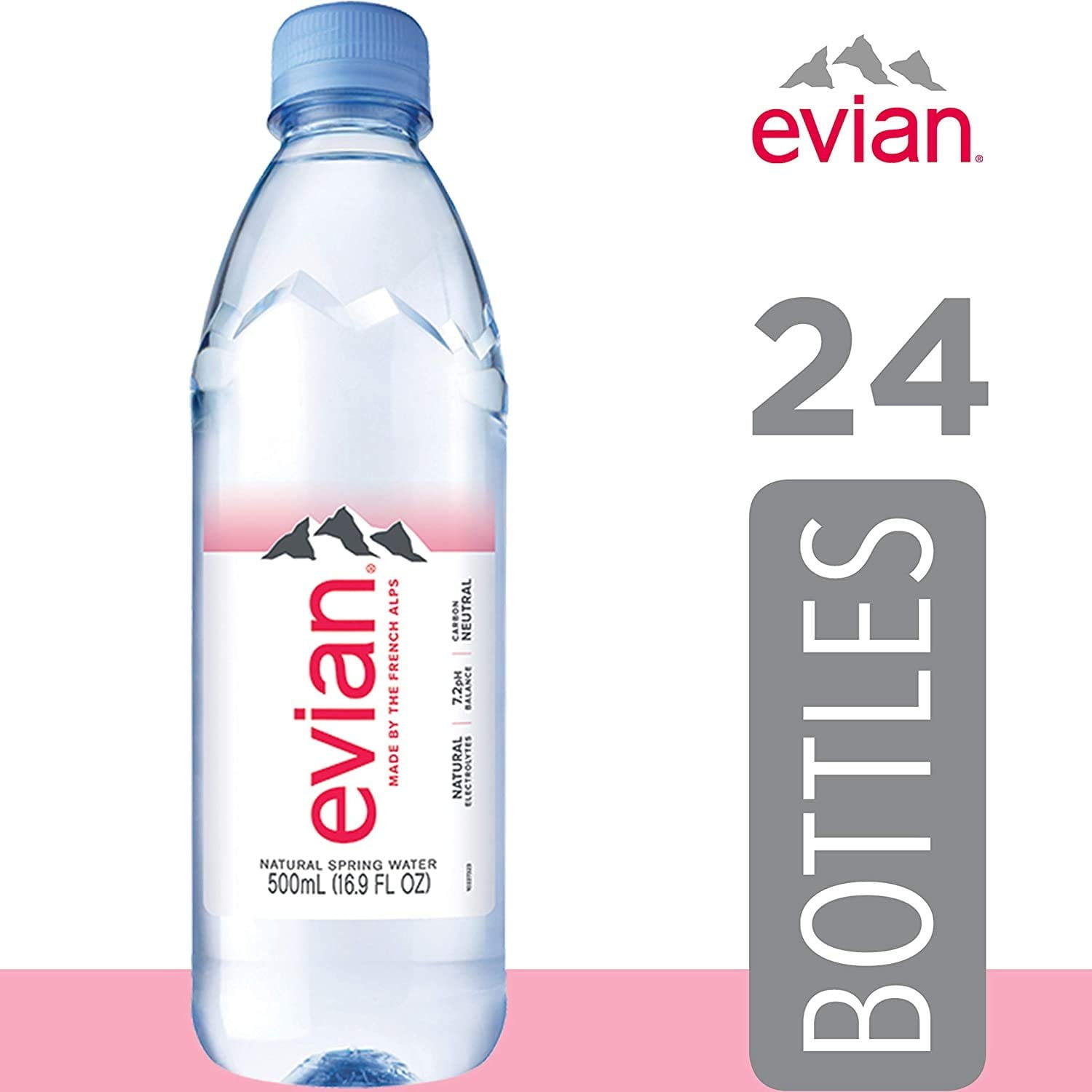 evian Natural Spring Water, One Case of 24 Individual 500 ml 16.9 oz. Bottles of Naturally Filtered Spring Water .2 Cases of 12