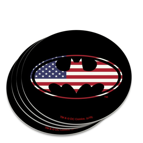 Batman USA American Flag Shield Logo Novelty Coaster Set