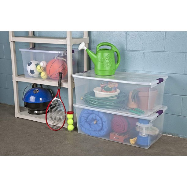 Sterilite 66 Qt./62 L Clearview Latch Box Clears, 6Pack, Purple