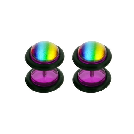 Body Magic Surgical Stainless Steel 16 Gauge Red Acrylic Fake Plugs
