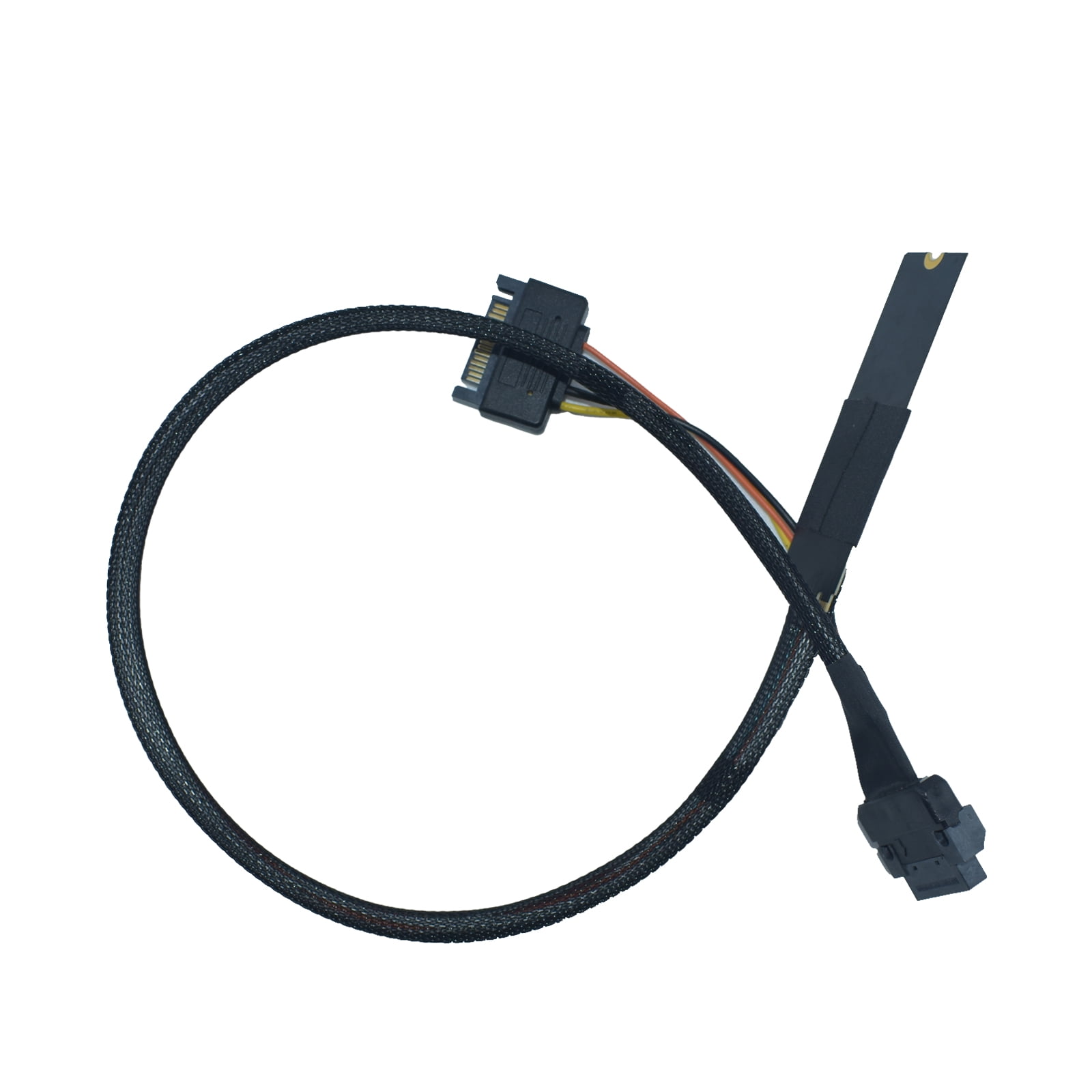 LetLinkSo PCIe 5.0 M.2 to EDSFF E1 E3 Adapter for E1.S E1.L E3.S E3.L SSD with 15P SATA Power, 1.6 feet (50 cm) (Left Exit)