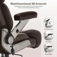 thumbnail image 3 of WOSDOM 700lbs Big and Tall Office Chair, Heavy Duty Executive Chair, Extra Wide Seat, Adjustable Headrest and Lumbar Support, 3D Flip up Arms, Brown, 3 of 9