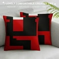 thumbnail image 3 of Nawypu  Throw Pillow Covers Decorative Cushion Modern Abstract Red Black White and Grey Vertical Stripes Dot Pillow Cases Square Pillocases for Bed Sofa, 3 of 5