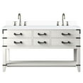 thumbnail image 2 of White Oak Double Bath Vanity 60" W X 22" D - Cultured Marble Top, Faucet, Soft Close, Four Drawers And Open Cabinet For Storage 60 In. 22 Oak, & Radiance, 2 of 2