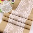 thumbnail image 2 of Rustic Jute Hessian Lace Table Runner with Floral Accents Perfect for Weddings, 2 of 5