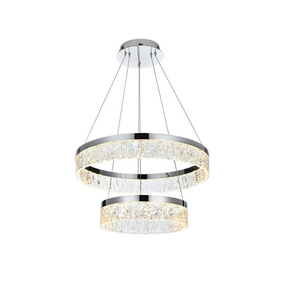 Elegant Lighting Linden 2-Light Metal Adjustable LED Chandelier in Chrome/Clear
