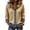 Khaki #041, variant on Women's Casual Denim Jacket Patchwork Hooded Knit Button Front Jacket Ribbed Knit Cardigan with Denim Trim Long Sleeve Everyday Coat, S