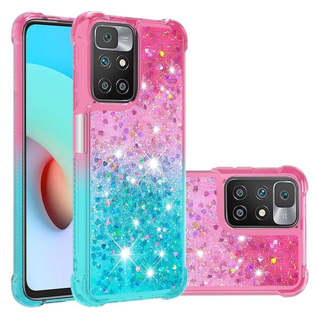 Funda para Xiaomi Redmi 10 4G Transparente con Brillos Carcasa Protectora Antigolpes con Glitter Brillante