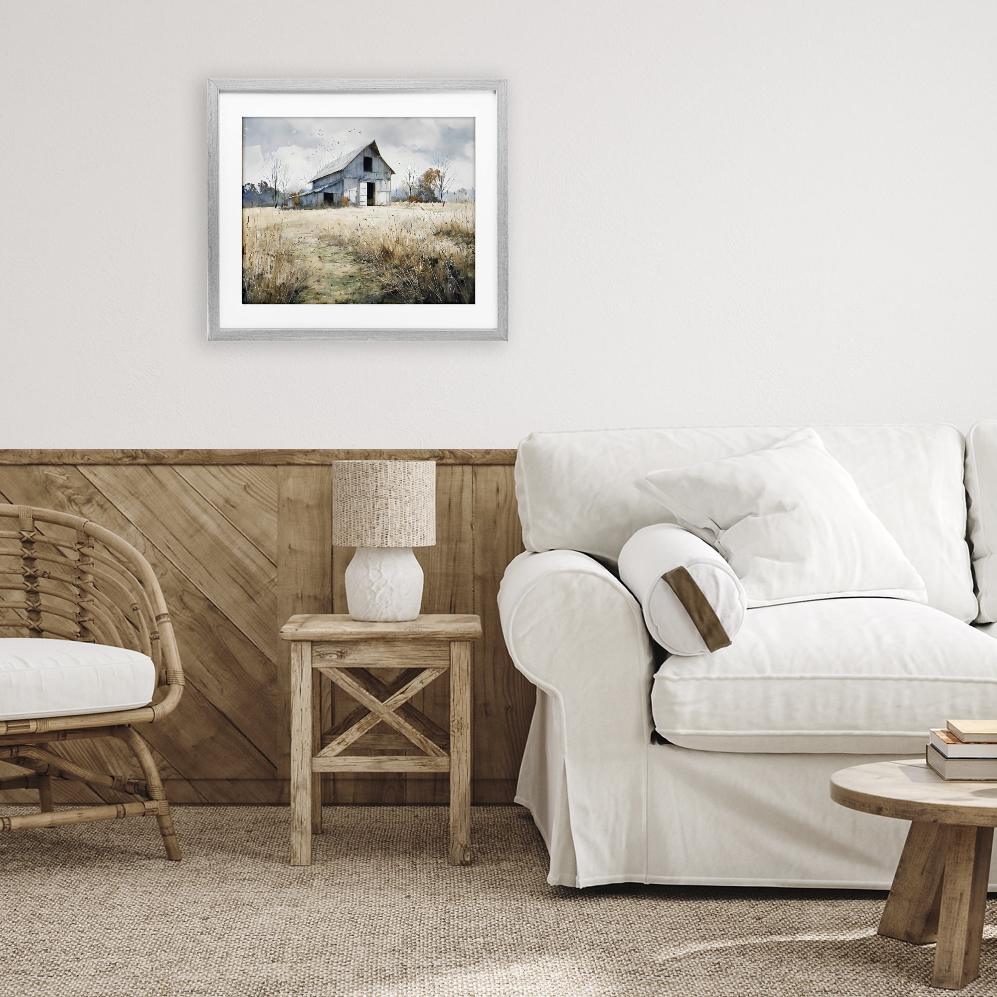 Stupell Industries Old Blue Barn in Farmland Gray Framed Print Under Glass, design by Franklyn Gregory