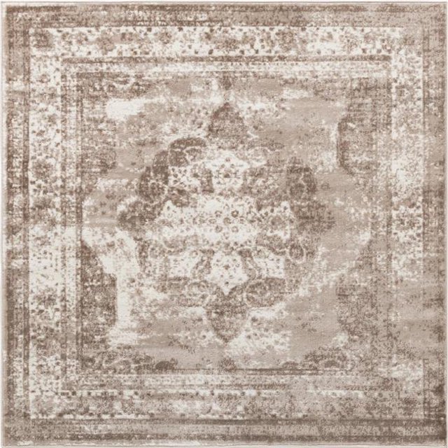 Unique Loom 3141319 6 x 6 ft. Salle Garnier Sofia Square Rug, Light Brown