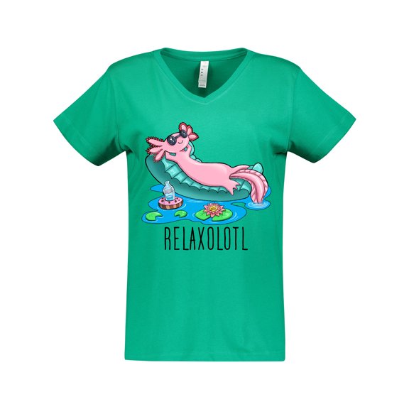 Inktastic Relaxolotl- Cute Axolotl on Summer Vacation Women's V-Neck T-Shirt