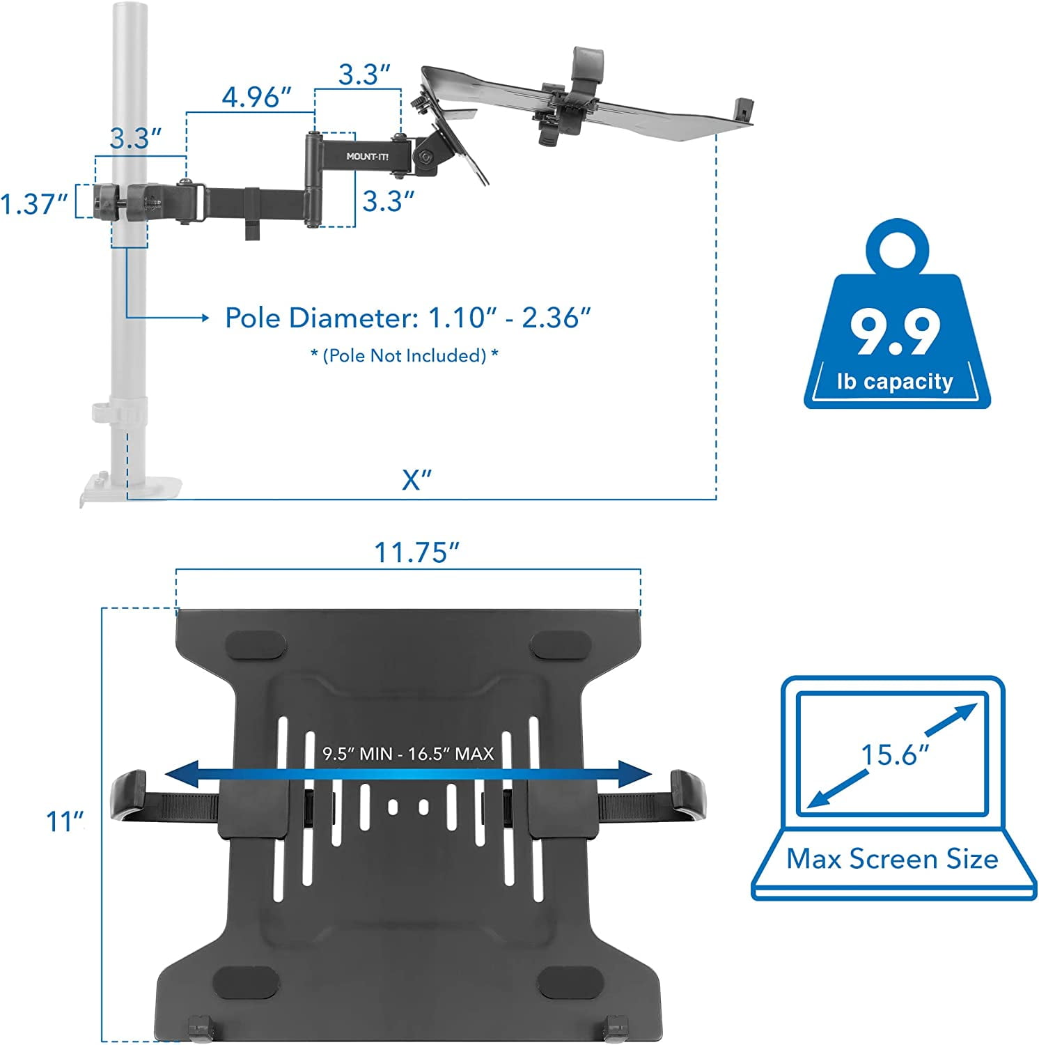 Mount-It! Pole Mount Laptop Holder
