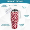 thumbnail image 4 of Christmas Snowflake Pink Insulated Tumblers Red Candy Cane Reusable Stainless Steel Tumbler 30 oz Cup Coffee Travel Mug Water Bottle with Handle & Flip Straw for Home Office Car, 4 of 6