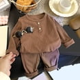 thumbnail image 2 of Ulanda Snug-fit 2-Piece Toddler Pajamas 100% Organic Cotton Long Sleeve for Boys​ (Coffee, 5-6 Years), 2 of 4