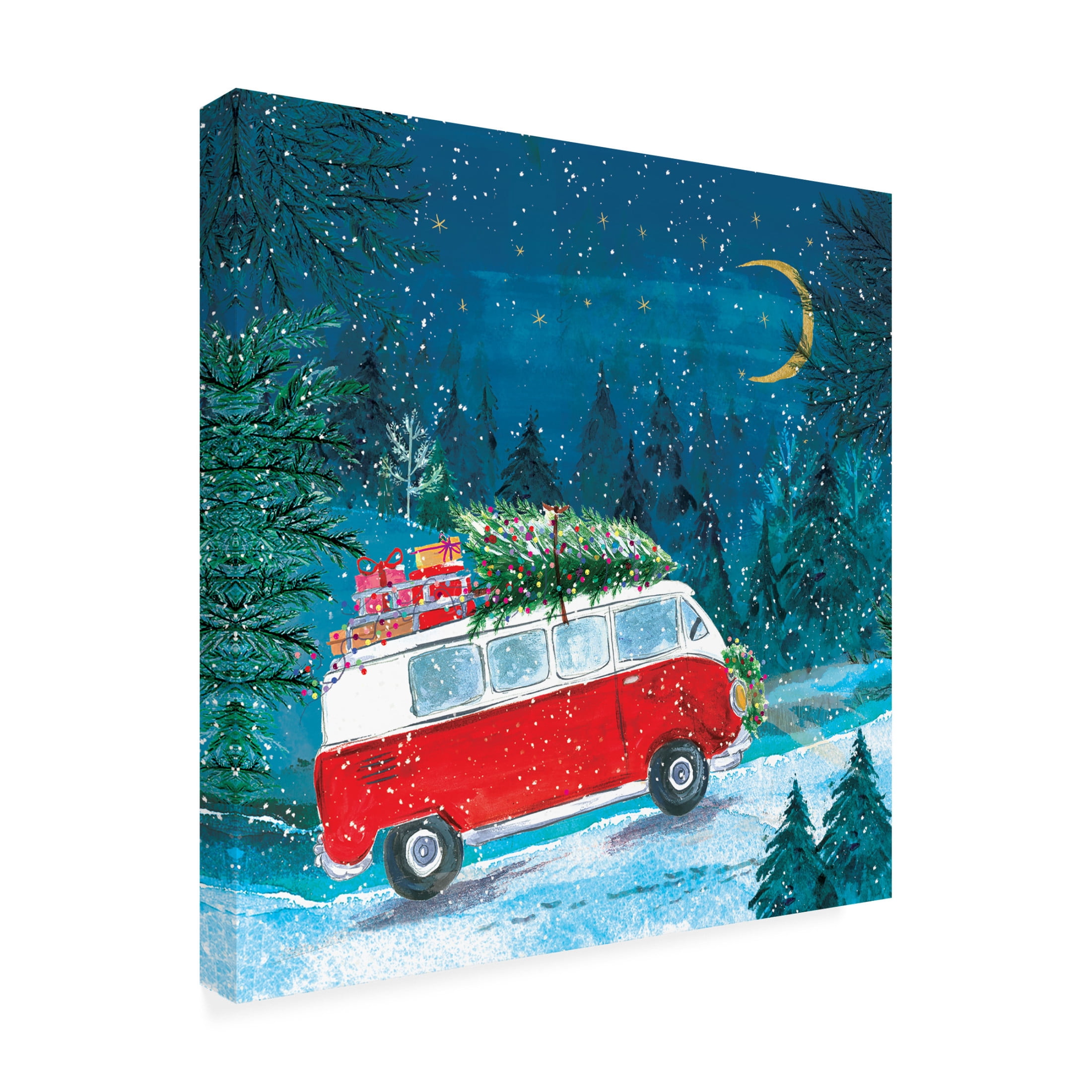 Canvas Wall Art - Paper Dove Co Ltd 'Forest Camper Van' Wall Art for Living Room, Bedroom, or Office Décor by Trademark Fine Art - 18 x 18 Inches
