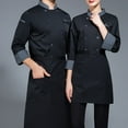 thumbnail image 2 of Lejafay Mens Womens Unisex Long Sleeve Chef Coat Double-Breasted Cook Jacket Restaurant Kitchen Black XL, 2 of 5