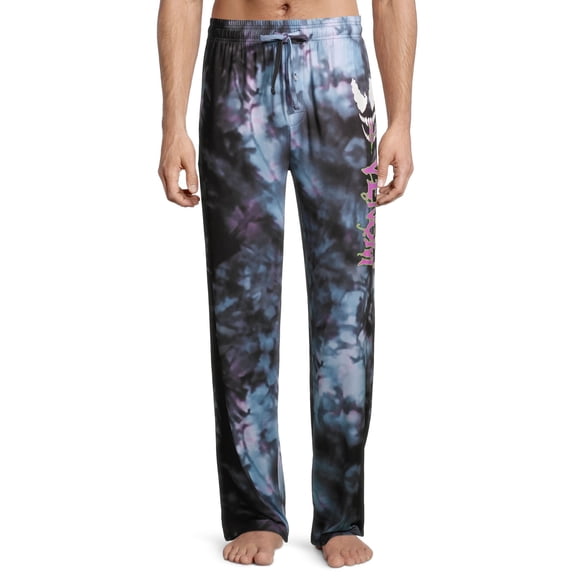 Marvel Venom Graphic Print Polyester/Spandex Men's Joggers in Black Cloud Wash, Sizes S-2XL