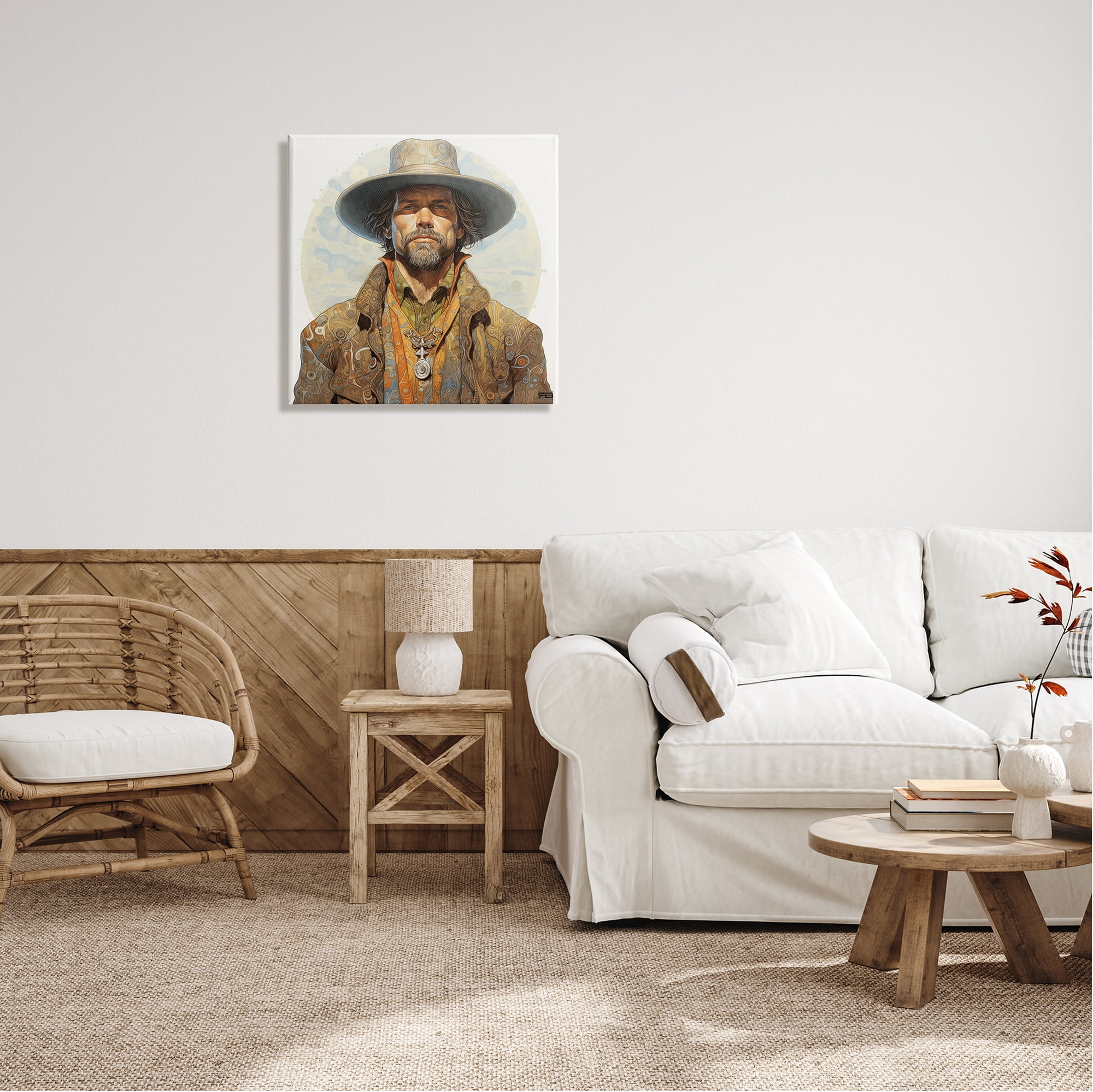 Stupell Industries Cowboy Southwestern Fashion Abstract Painting Gallery Wrapped Canvas Art Print Wall Art, 24 x 24