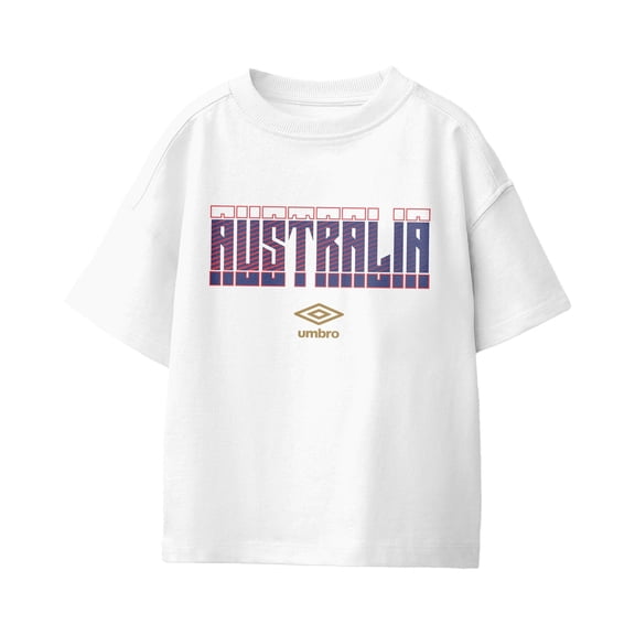 Umbro Kids Australia Stacked Soccer T Shirt (White, XS-XL)
