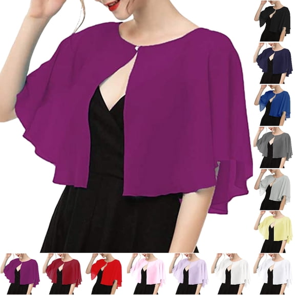 Bmisegm Summer Shawls for Women Solid Color Soft Chiffon Shawl Wrap Lightweight Cape Cover Up for Dresses Women Accessory Purple
