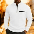 thumbnail image 6 of Bovxnpu Mens Quarter-zip Sweatshirt Long Sleeve Pullover Sweater Mock Neck Sweatshirt, Men's Long Sleeve Knit Top Zip Closure Soft Breathable Casual Daily Fashion Tops, 6 of 7