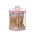thumbnail image 3 of EGYMEN Cotton Swab Container, Clear Acrylic Cotton Swab Dispenser, Small Round Cotton Ball Jar, Travel-Friendly Bathroom Storage Canister(Pink), 3 of 7