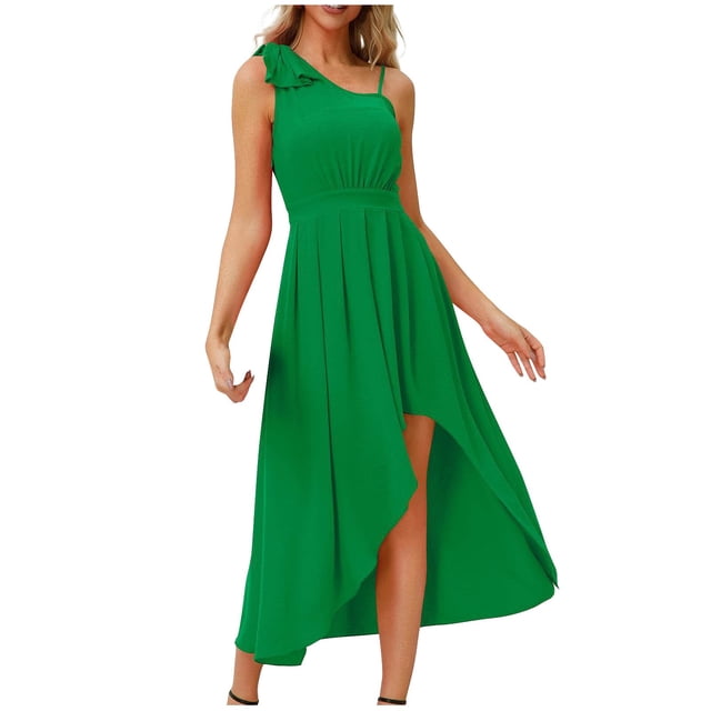 FAIWAD Robes d'Été pour Femmes 2024 Robe Maxi Irrégulière Asymétrique Sans Manches à Nouer Longue
