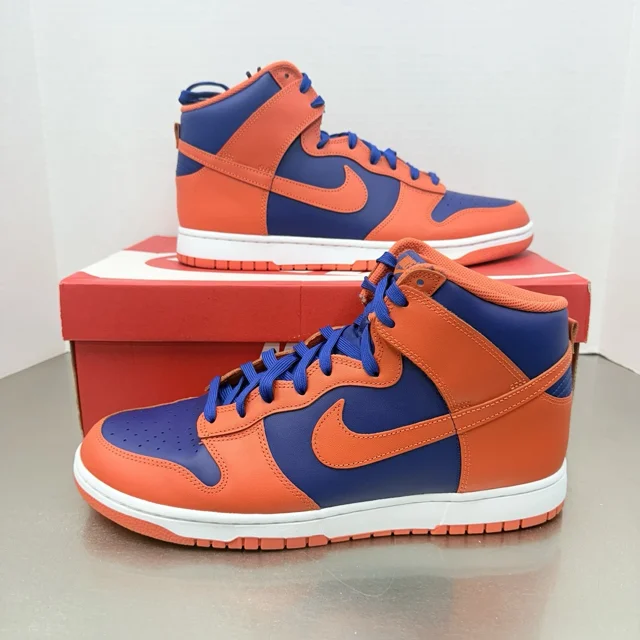 N I-K-E Dunk High Retro New York Knicks Orange Royal Blue Size Men 13M W BOX ??