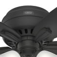 thumbnail image 4 of Hunter 42 inch Indoor Ceiling Fan with LED Lights - Black Ceiling Fan with Pull Chain, For Bedroom or Living Room, Low Profile Mount, No Remote, 5 Blades, Includes Bulbs - Newsome 52393, Matte Black, 4 of 18