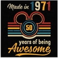 thumbnail image 2 of Magic Kingdom 50th Anniversary T-Shirt Vintage Made in 1971 50 Years Being Awesome Short Sleeve Adult Women (3X Large) Black, 2 of 5