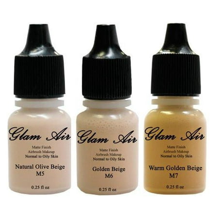 Assorted Matte - Glam Air Airbrush Water-based Foundation in Set of Three (3) Assorted Medium Matte Shades M5-M6-M7 0.25oz