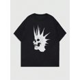 thumbnail image 1 of Camiseta de Halloween - Camiseta de algodón con estampado de calavera grunge punk para hombre Y2K, para la escuela, 1 of 6