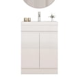 thumbnail image 6 of FFZ 24" Bathroom Vanity Combo with Thick-Edged Ceramic Sink - Handleless Push-Open Design, 2 Soft-Close Doors, Internal Shelf, High-Gloss White, Easy Assembly, 6 of 9