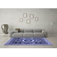thumbnail image 3 of Ahgly Company Machine Washable Indoor Square Abstract Blue Modern Area Rugs, 3' Square, 3 of 4